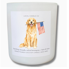 Load image into Gallery viewer, Patriotic Golden Retriever Citronella Candle